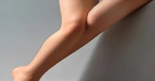 Close-up of smooth female legs after applying cocoa butter, soft lighting, minimalistic composition, fotorrealistic style, no text.